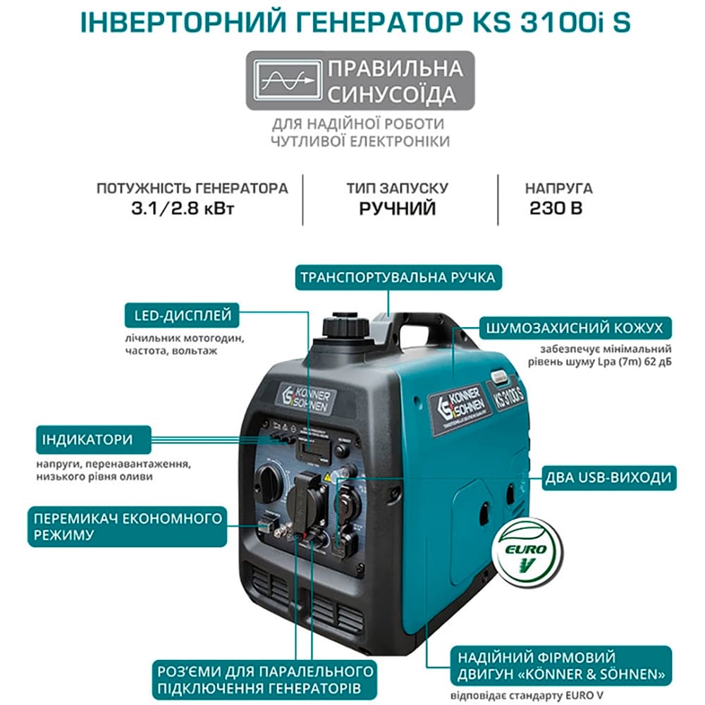 В Украине Генератор инверторный KONNER&SOHNEN KS3100IS