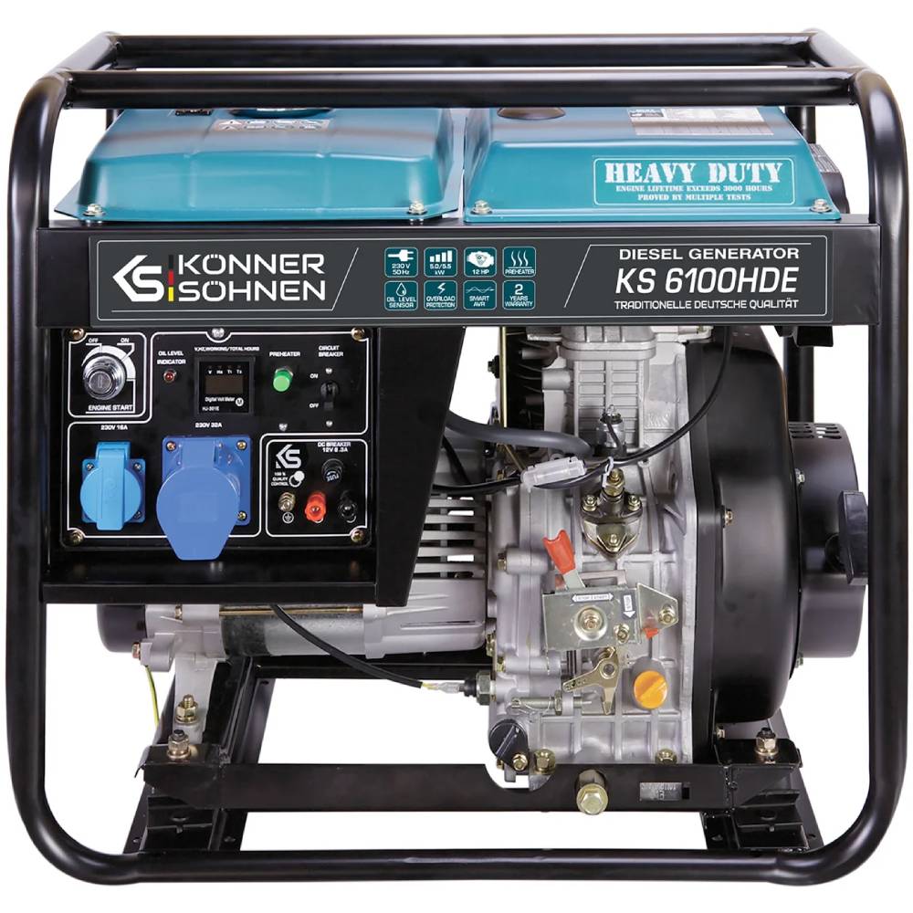 Генератор дизельный KONNER&SOHNEN EURO V 230В 5.5/5.0кВт (KS6100HDE) Генератор дизельный KONNER&SOHNEN EURO V 230В 5.5/5.0кВт (KS6100HDE)