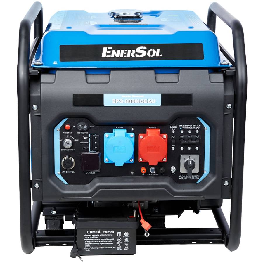 Генератор бензиновый ENERSOL EPG-8000IOEAU Blue Генератор бензиновый ENERSOL EPG-8000IOEAU Blue Дополнительно Номинальные обороты двигателя: 3000 об/мин; охлаждение двигателя/генератора: воздушное