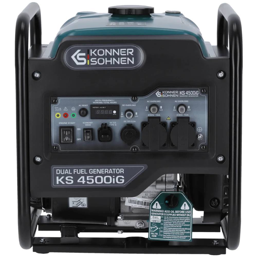 Генератор комбинированный KONNER&SOHNEN KS 4500iG Генератор комбинированный KONNER&SOHNEN KS 4500iG Дополнительно Тип топлива: бензин/газ; USB-выходы: USB QC 3.0 + Type C