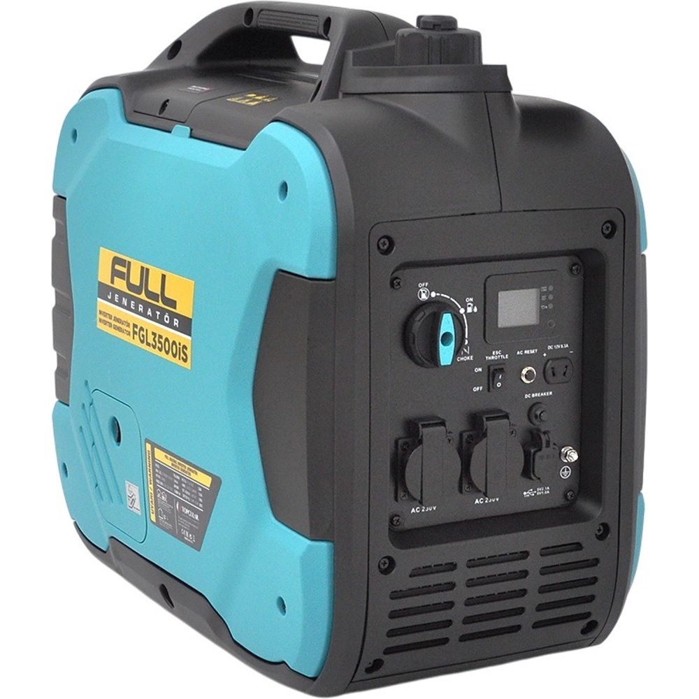 Генератор инверторный KAMA FGL3500iS Дополнительно воздушное охлаждение; медная обмотка; DC 12В; USB порт; ECONOMY режим; чистая синусоида; портативный (переносной); бензин неэтилированный