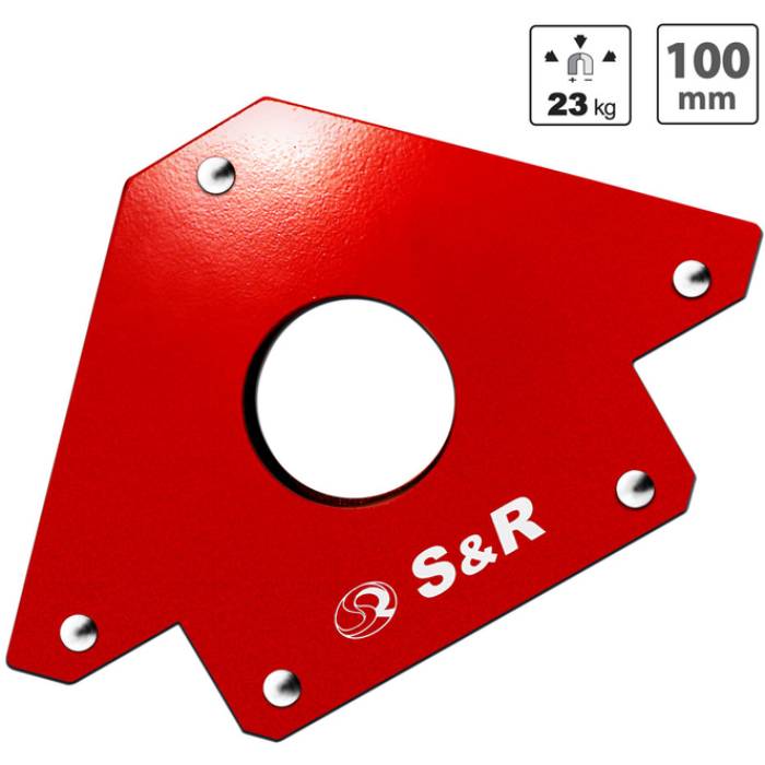 Магнитный фиксатор S&R для сварки до 23 кг (290102100) Особенности Сила притяжения: до 23 кг; точные углы: 45, 90, 135; диаметр внутренего отверстия: 28 мм