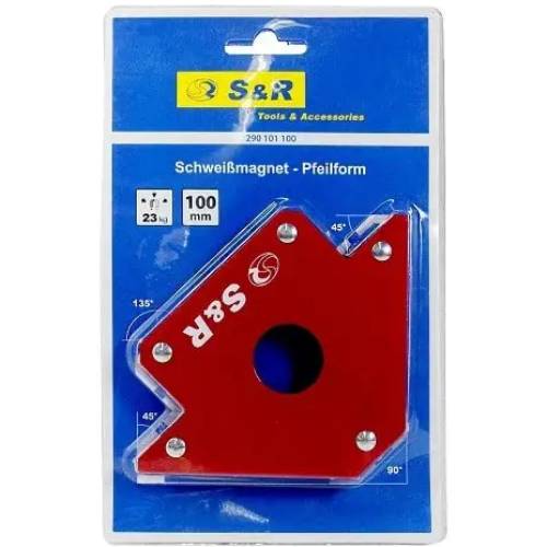 Магнитный фиксатор S&R для сварки до 23 кг (290101100) Особенности Сила притяжения: до 23 кг; точные углы: 45, 90, 135.
