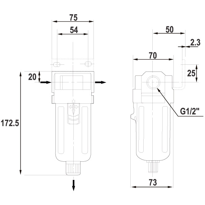 Зовнішній вигляд Фільтр-осушувач REFINE 1/2 "(7034211)