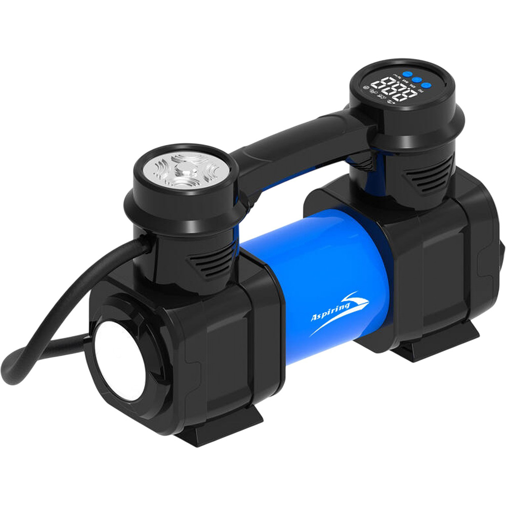 Автокомпресор ASPIRING Airflow 4 60L 120W (ATM400) Комплектація компресор, кабель для прикурювача, крокодили для підключення до акумулятора, подовжувач (3 м), набір насадок (для шин авто, велосипедів, м'ячів, човнів, надувних матраців і т.д.)