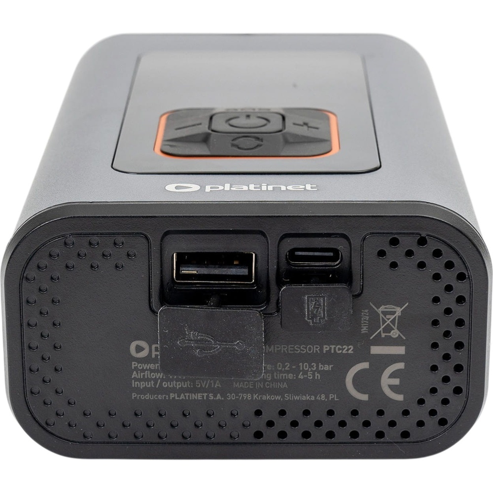 Компрессор PLATINET Tire Compressor 3-in-1 Pump Light Power Bank 10bar 4000mah (PTC22) Комплектация компрессор; шланг для накачивания; набор насадок; кабель USB