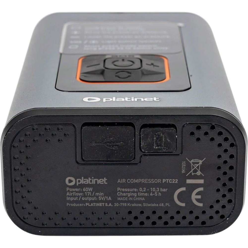 Компрессор PLATINET Tire Compressor 3-in-1 Pump Light Power Bank 10bar 4000mah (PTC22) Производительность 17