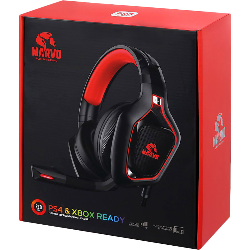 Зовнішній вигляд Гарнітура MARVO HG8960 PRO Red-LED