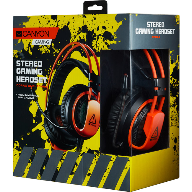 Гарнітура CANYON Corax GH-5 Gaming Black/Orange (CND-SGHS5A) Конструкція повнорозмірні (повний обхват вуха)