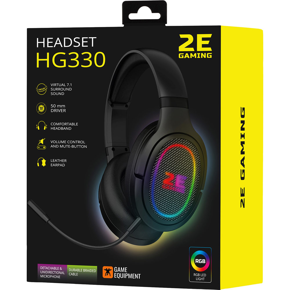 Замовити Гарнітура 2E Gaming HG330 RGB USB 7.1 Black (2E-HG330BK-7.1)