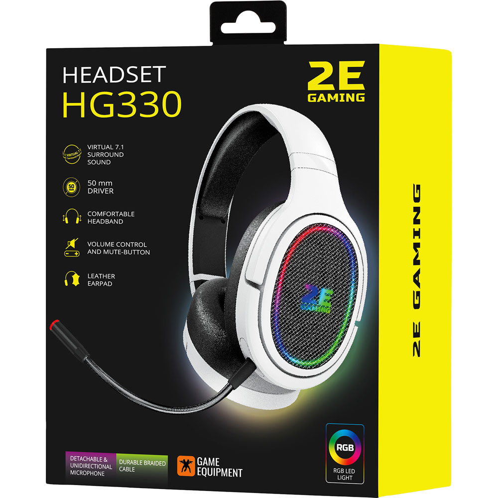 Замовити Гарнітура 2E Gaming HG330 RGB USB 7.1 White (2E-HG330WT-7.1)