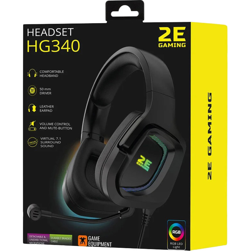 Покупка Гарнитура 2E GAMING HG340 RGB USB 7.1 Black (2E-HG340BK-7.1)