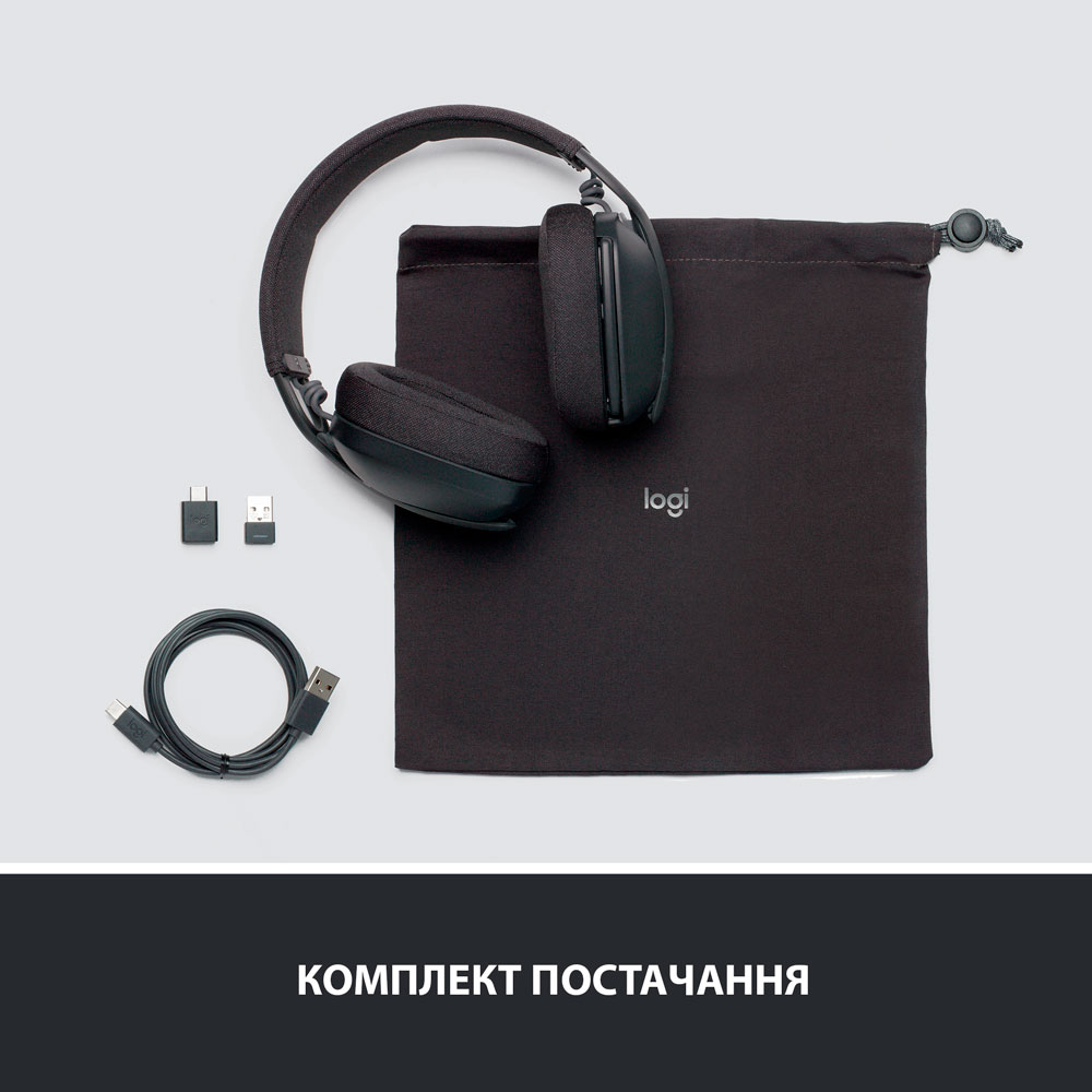 В Фокстрот Гарнитура Logitech Zone Vibe 125 Wireless Headphones Graphite (981-001126)