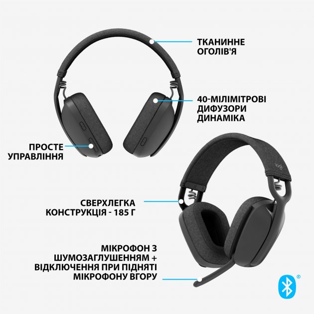 Изображение Гарнитура LOGITECH Zone Vibe 100, Graphite (981-001213)