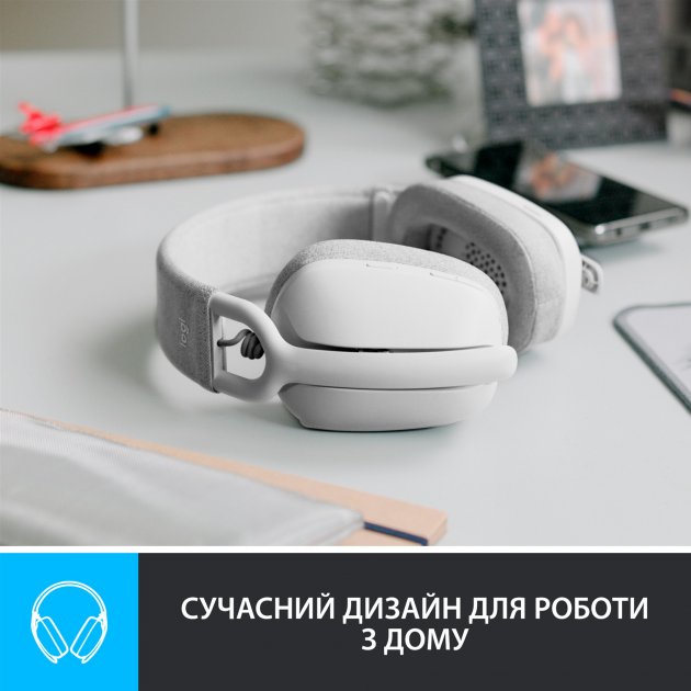 Гарнітура LOGITECH Zone Vibe 100 White (981-001219) Додатково час роботи (розмови) до 18 годин, час роботи (прослуховування) до 20 годин