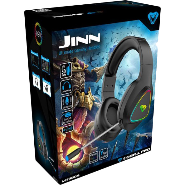 Зовнішній вигляд Гарнітура MEDIA-TECH Cobra Pro Jinn RGB Black (MT3605)