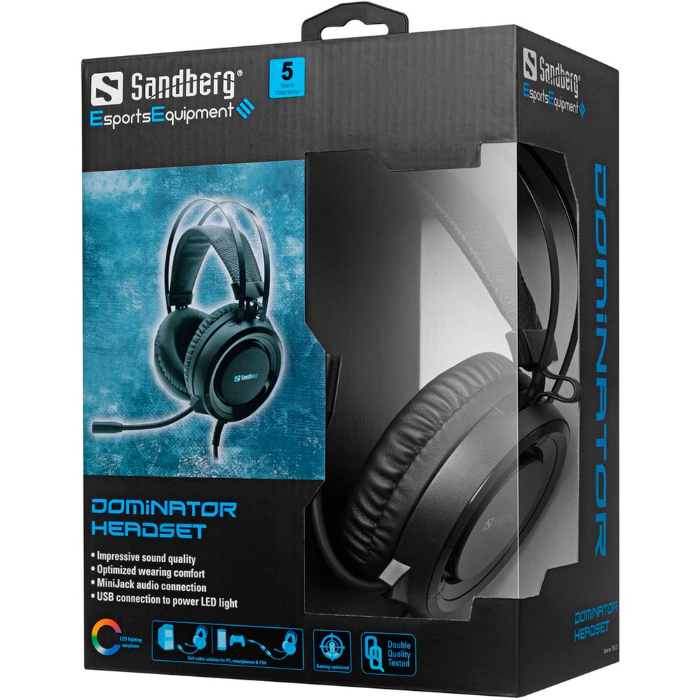 Гарнитура SANDBERG Dominator Headset RGB (126-22) Особенности подсветка