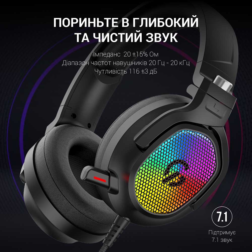 Огляд Гарнітура GAMEPRO HS1300 7.1 RGB Black