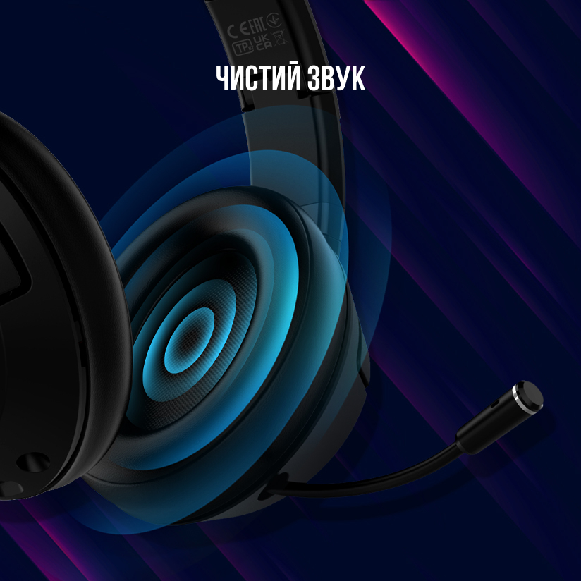Гарнитура LORGAR Noah 101 Gaming 3.5mm Black (LRG-GHS101B) Крепление дуга (над головой)