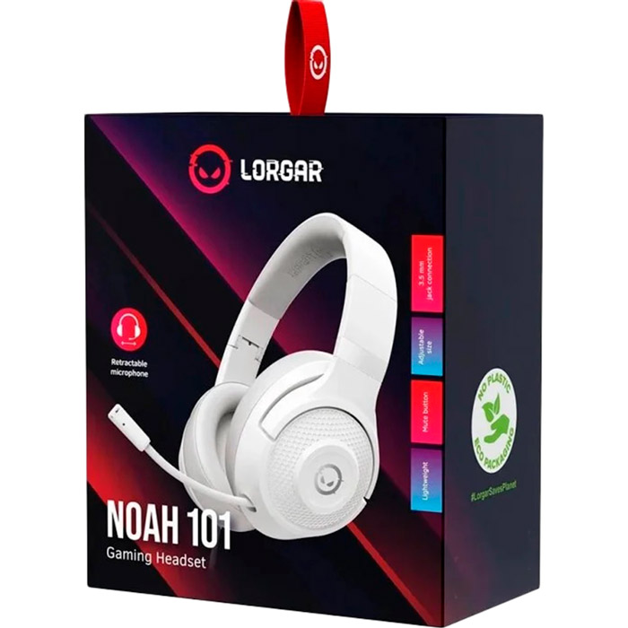 У Фокстрот Гарнітура LORGAR Noah 101 Gaming 3.5mm White (LRG-GHS101W)