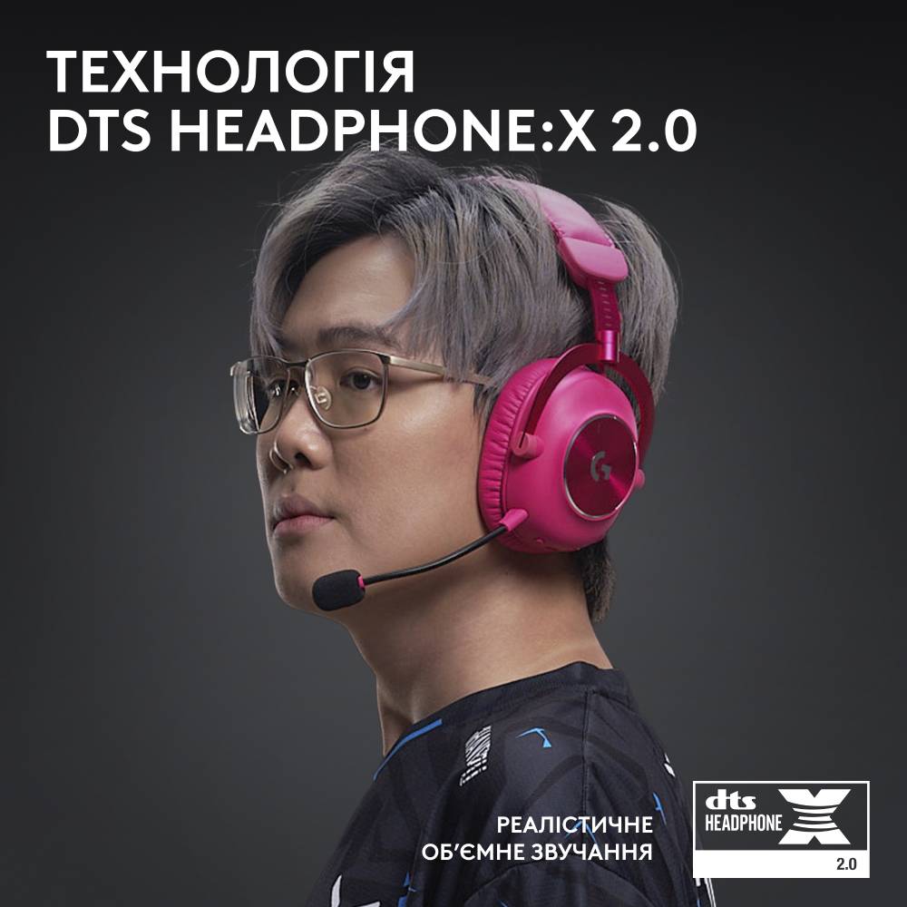 Гарнітура LOGITECH PRO X 2 LIGHTSPEED Wireless Gaming Magenta (981-001275) Кріплення дуга (над головою)
