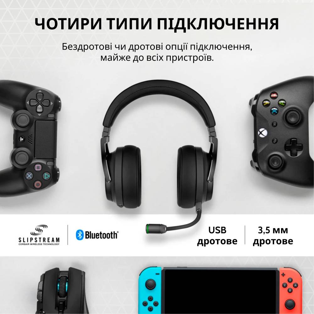 Гарнитура CORSAIR Virtuoso RGB Wireless XT Gaming (CA-9011188-EU) Крепление дуга (над головой)