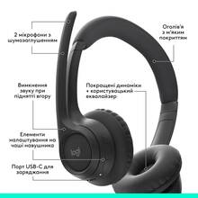 Гарнітура LOGITECH Zone 300 Wireless Headset BT BLACK (981-001407)