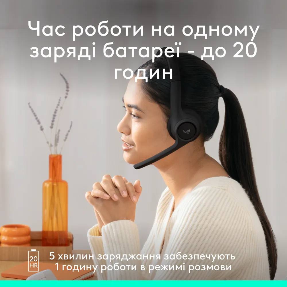 Гарнітура LOGITECH Zone 300 Wireless Headset BT BLACK (981-001407) Кріплення дуга (над головою)