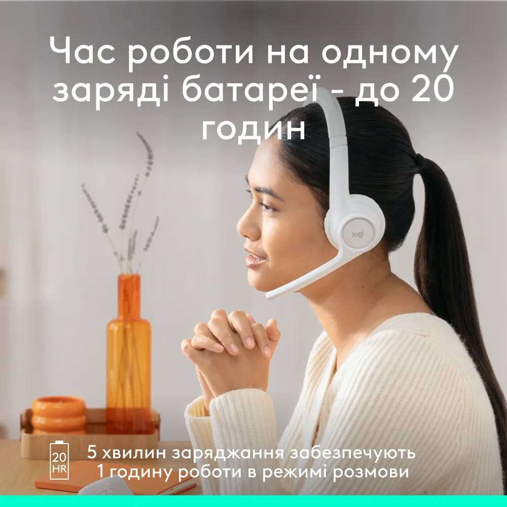 Зовнішній вигляд Гарнітура LOGITECH Zone 300 Wireless Headset BT WHITE (981-001417)