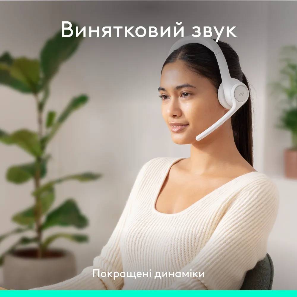 Гарнітура LOGITECH Zone 300 Wireless Headset BT WHITE (981-001417) Додатково Bluetooth: 5.3; Час до повного заряду: 2:00; Швидка зарядка: 5 хв на 1 годину розмови;  Робоча відстань: 30 метрів; Режим спілкування: до 16:00; Режим прослуховування: до 20:00;