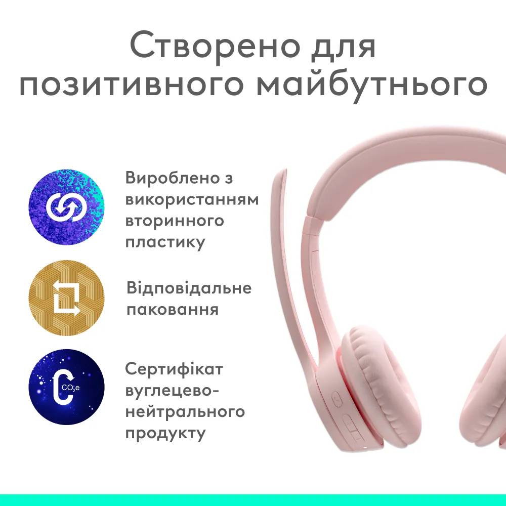 Фото Гарнітура LOGITECH Zone 300 Wireless Headset BT ROSE (981-001412)