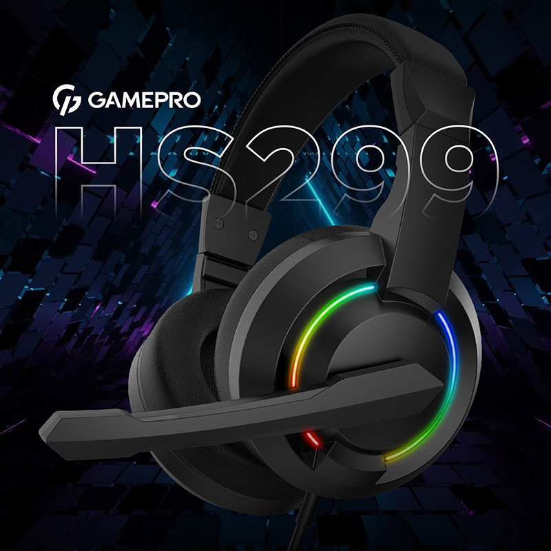 Гарнітура GAMEPRO HS299 RGB Black Кріплення дуга (над головою)