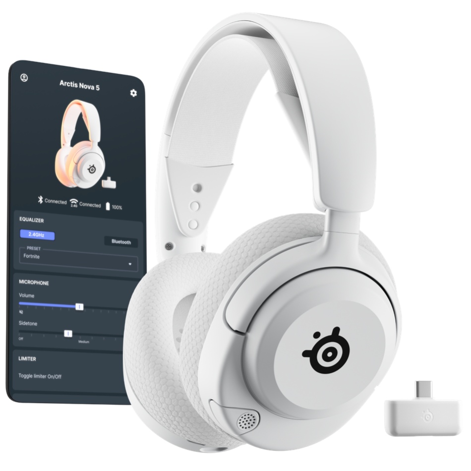 Гарнитура STEELSERIES Arctis Nova 5 White MultiPlatform (61671) Крепление дуга (над головой)