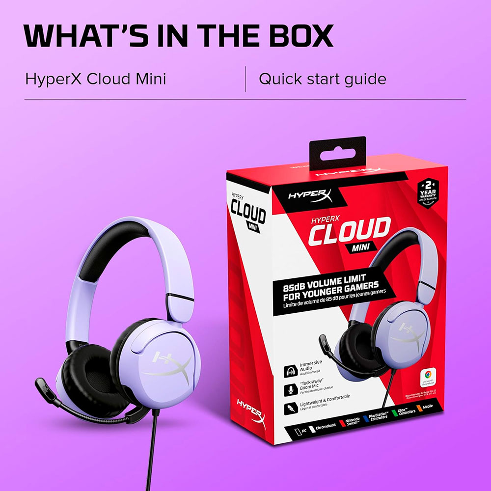 Огляд Гарнітура HYPERX Cloud Mini Wired Lavender (7G8F5AA)