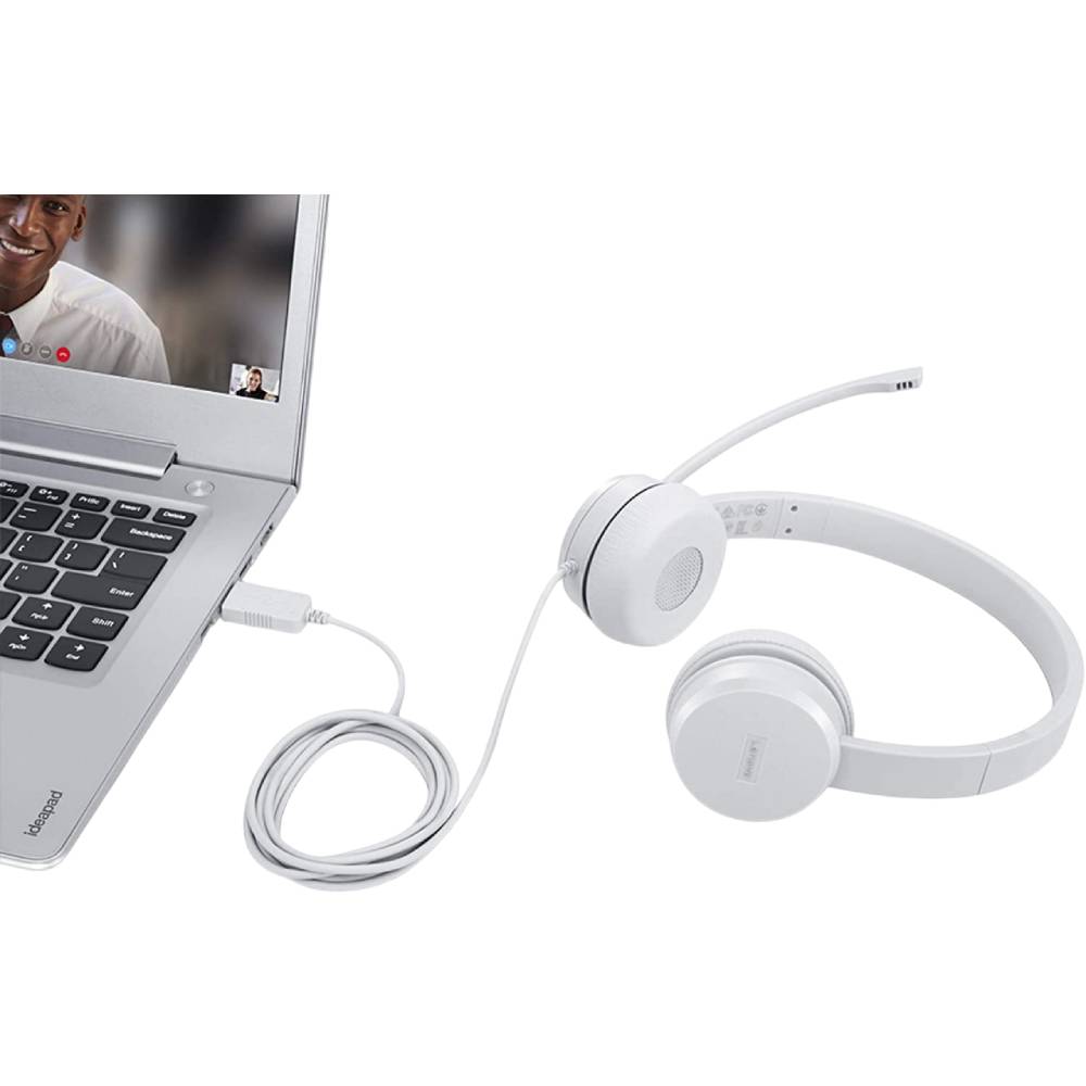 Гарнітура LENOVO 110 Stereo USB Headset White (GXD1E71385) Кріплення дуга (над головою)