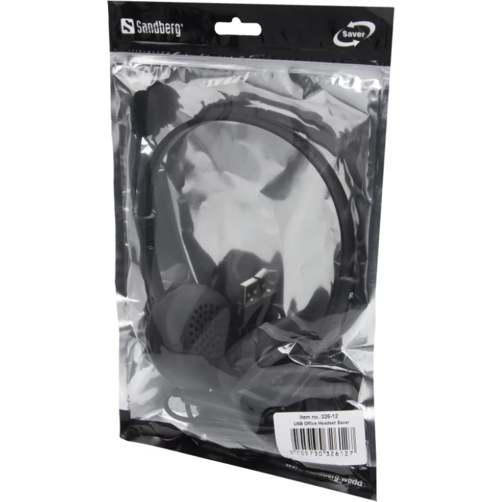 Гарнитура SANDBERG USB Office Headset Black (326-12) Крепление дуга (над головой)