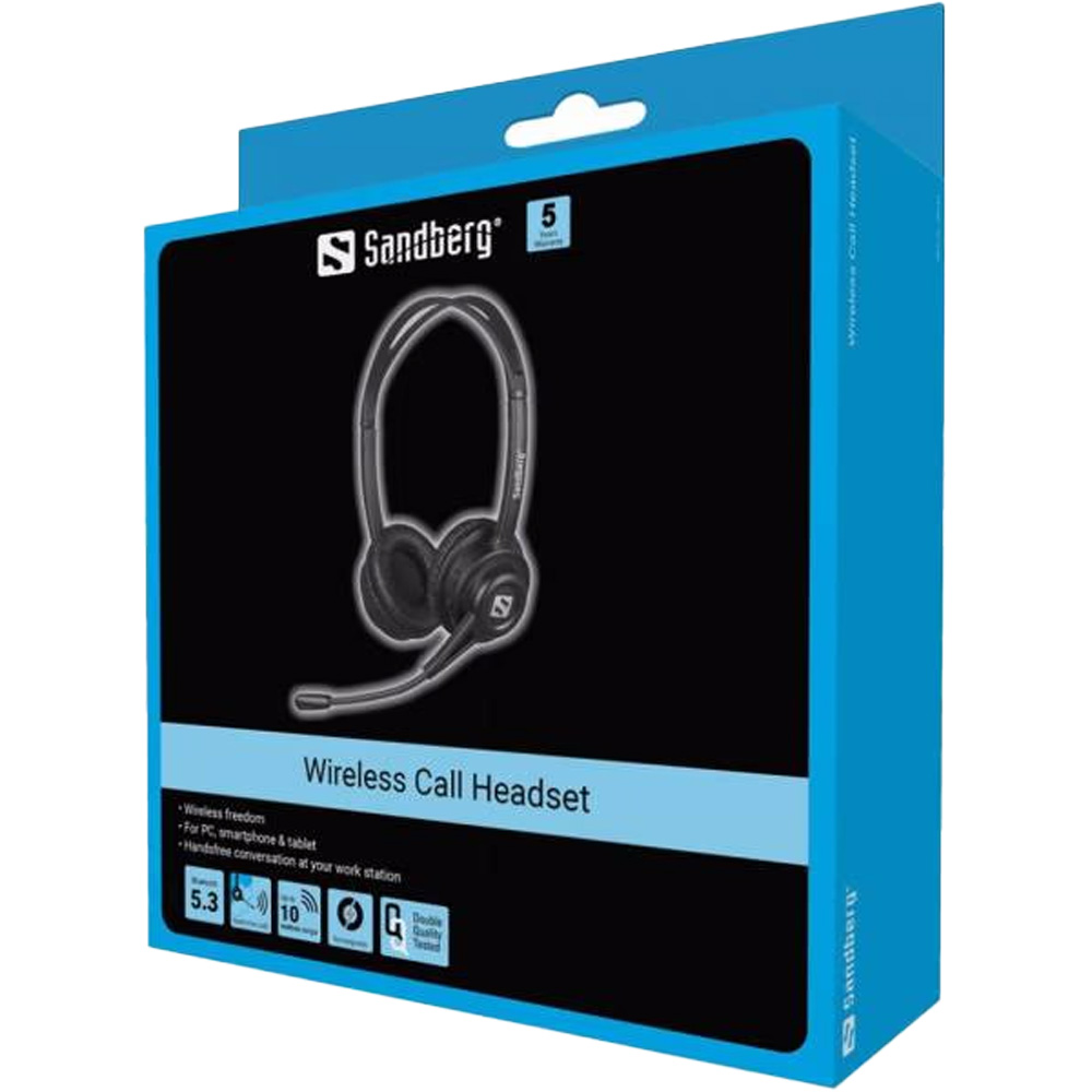 Гарнітура SANDBERG Wireless Call Headset Black (126-43) Кріплення дуга (над головою)