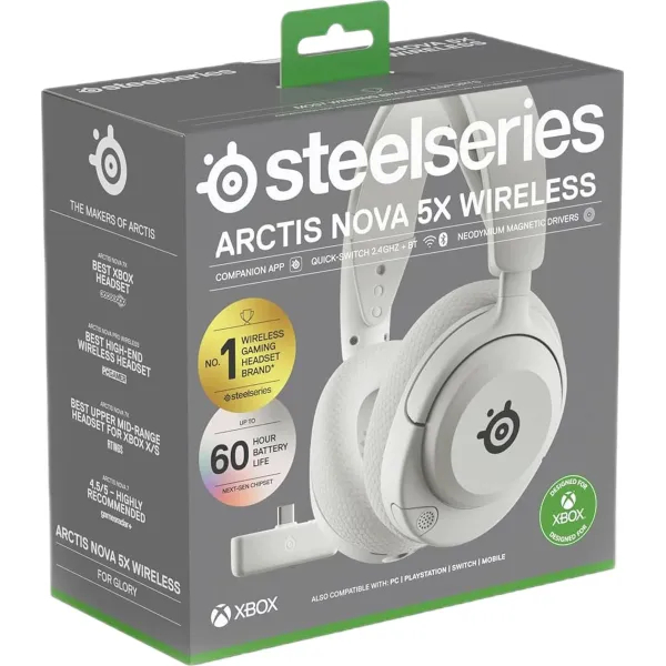 Зовнішній вигляд Гарнітура STEELSERIES Arctis Nova 5X White (61677)