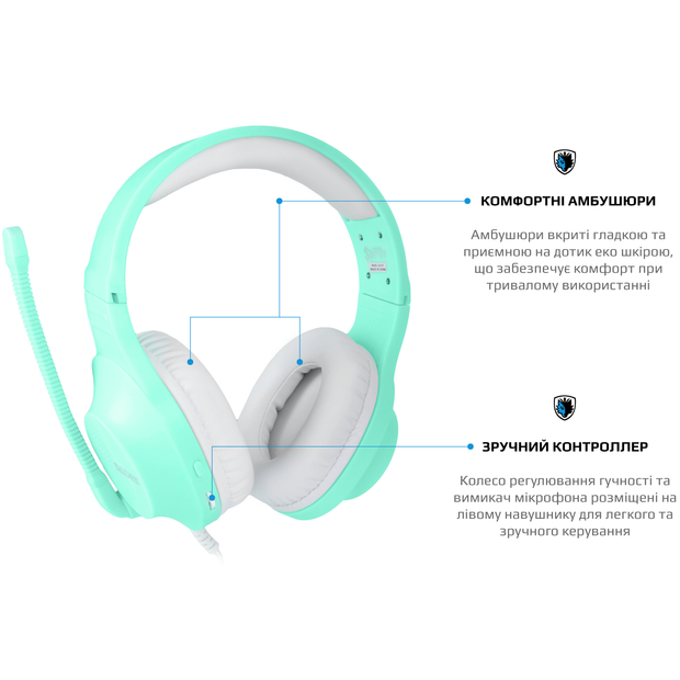 Гарнитура SADES SA-721 Spirits Cyan (sa721cnj) Конструкция полноразмерные (полный обхват уха)