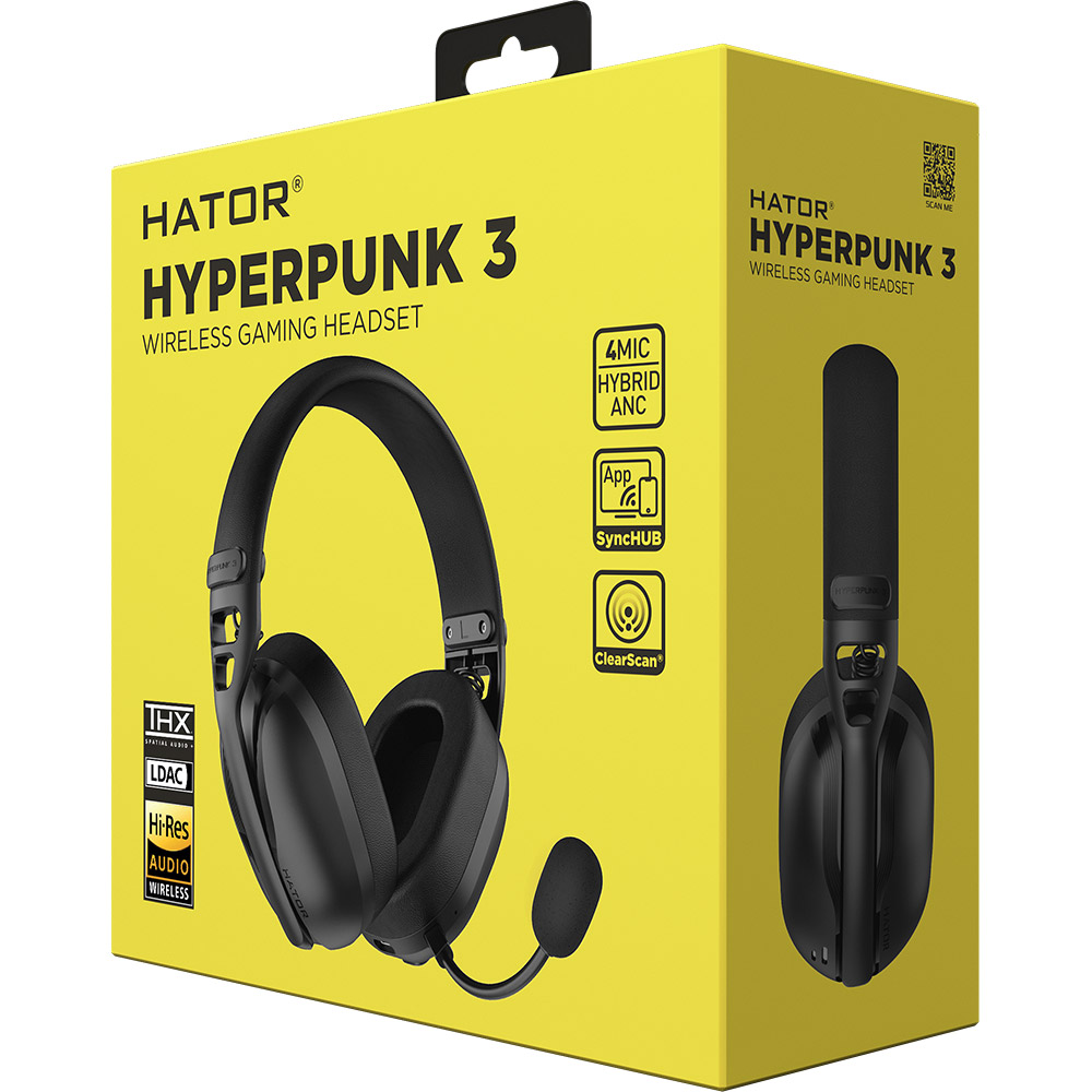 Зображення Гарнітура HATOR HYPERPUNK 3 Hi-Res SyncHUB connection Wireless Black (ESH15)