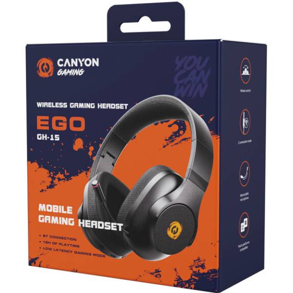 Фото Гарнитура CANYON EGO GH-15 2in1 BT Black (CND-SGHS15B)