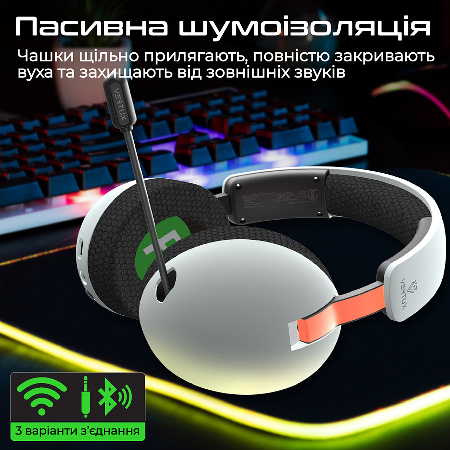 Гарнітура PROMATE Vertux White (bb-8) Клас геймерська