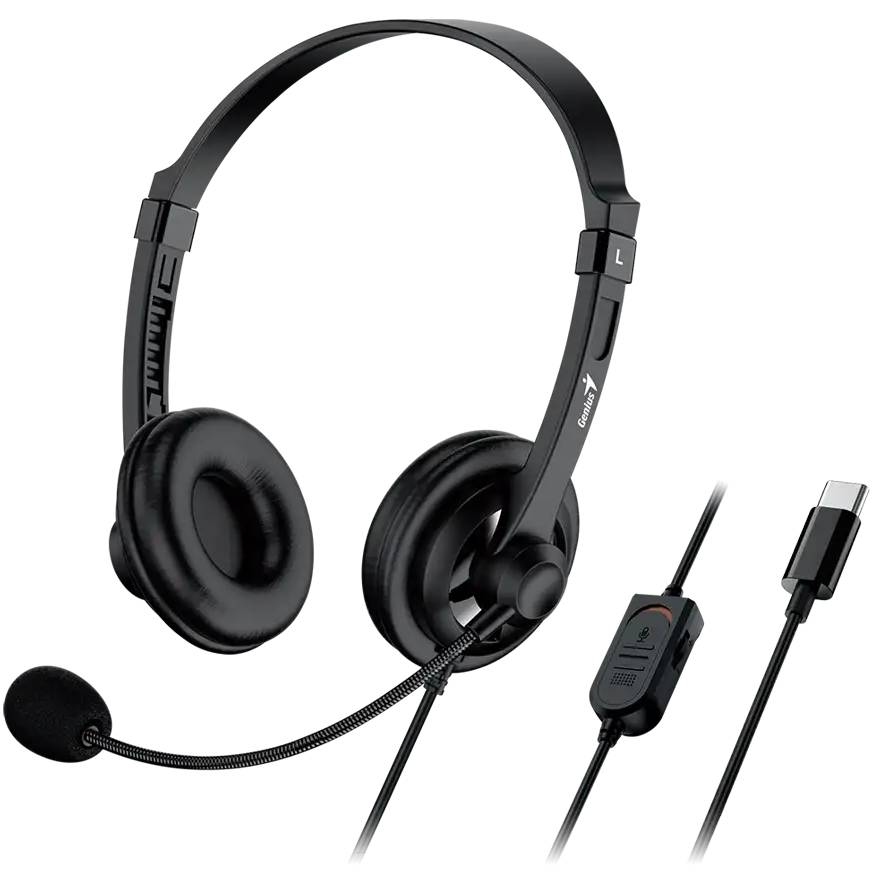 Гарнітура GENIUS HS-230U USB-C Black Кріплення дуга (над головою)