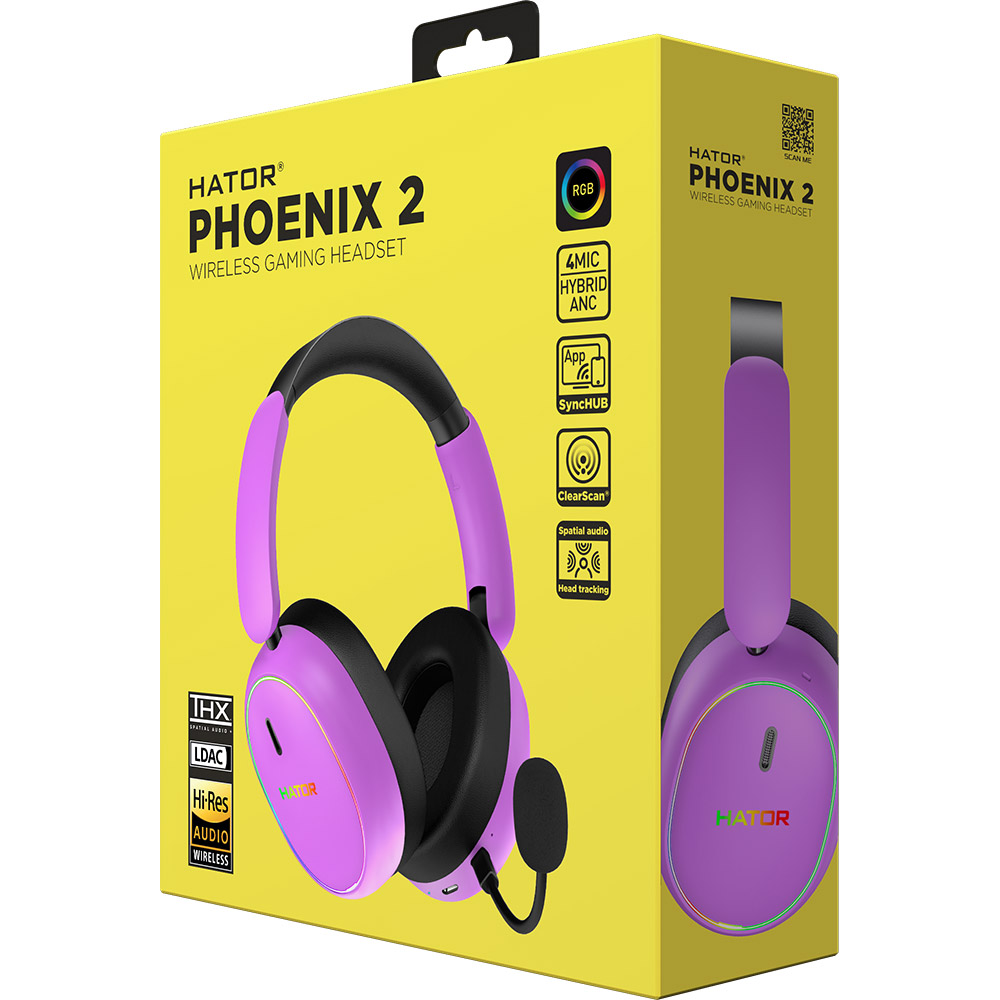 Изображение Гарнитура HATOR PHOENIX 2 Hi-Res Wireless Cyber Violet (ESH42)