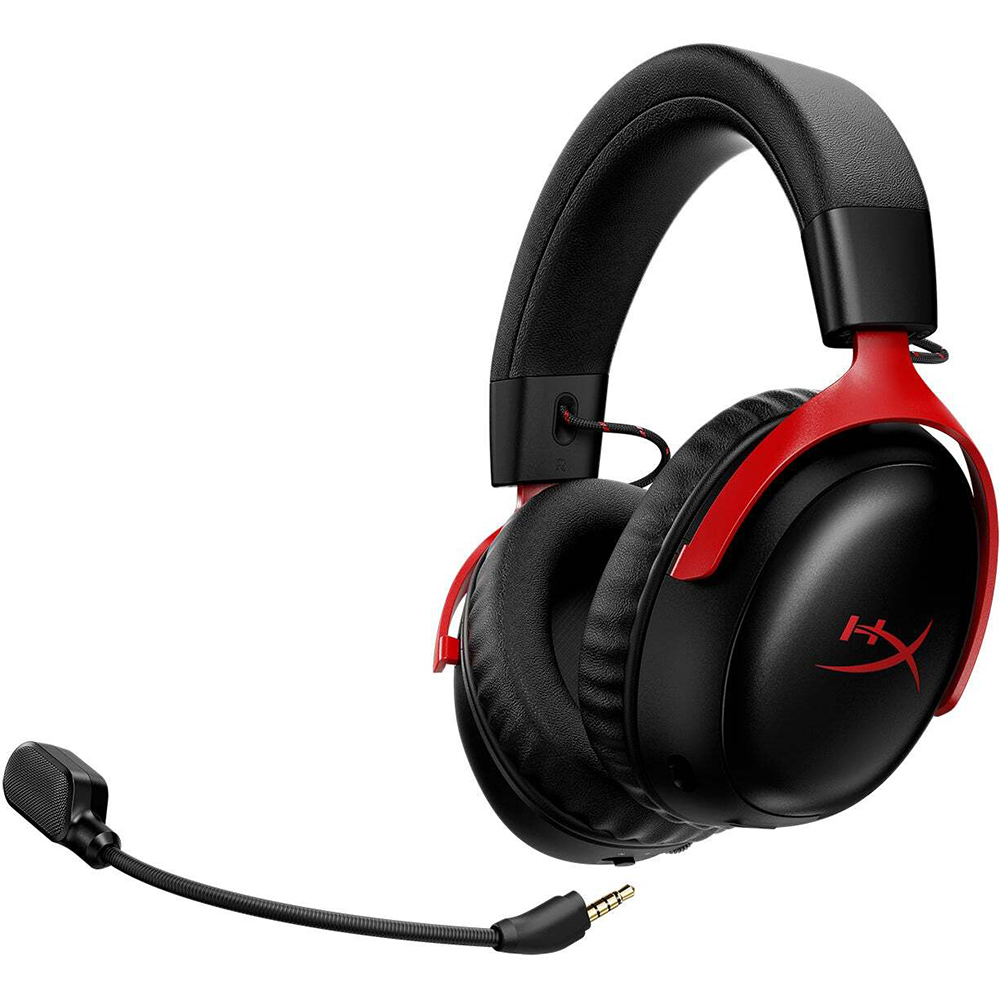 Гарнітура HYPERX Cloud III S Wireless Black-Red (A59Z0AA) Додатково Сумісність: ПК, Mac, PS5, Nintendo Switch, мобільні пристрої; DTS Headphone: X 7.1; адіус дії: до 20 м; Опції: відповідь на дзвінок, програвач, регулювання гучності; Час роботи: 120 год (2,4 ГГц), 200 год (Bluetooth); Час заряджання: 5 год