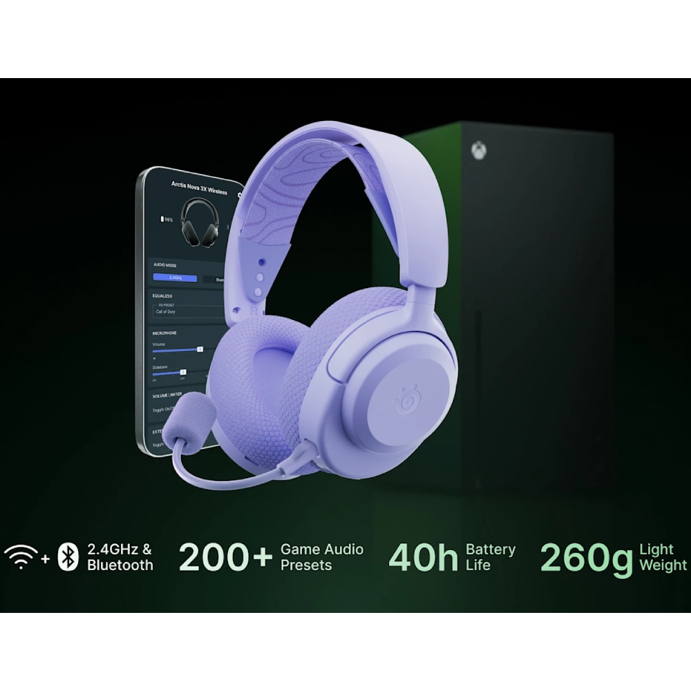 Зовнішній вигляд Гарнітура STEELSERIES Arctis Nova 3P MultiPlatform Lavender (61692)
