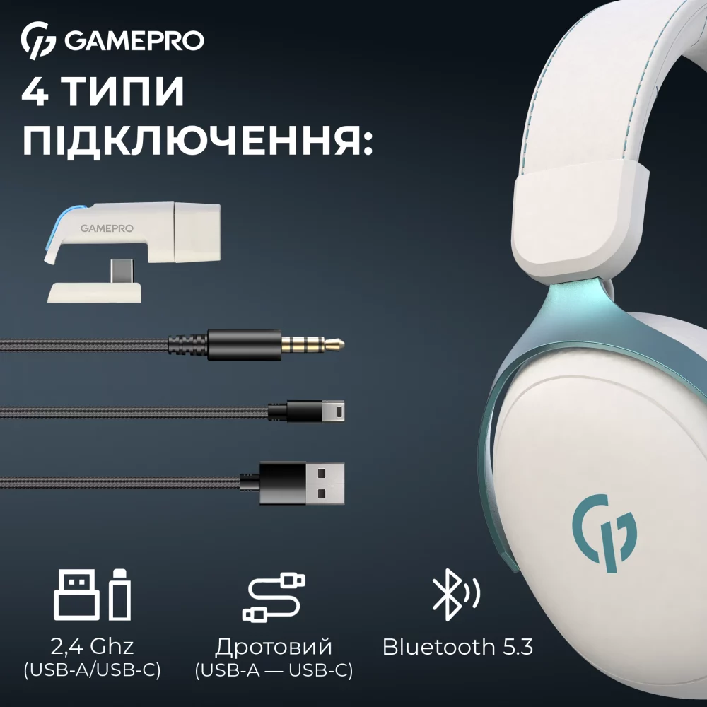 Внешний вид Гарнитура GAMEPRO Asgard Freya Pro White/Blue (HSW201WB)