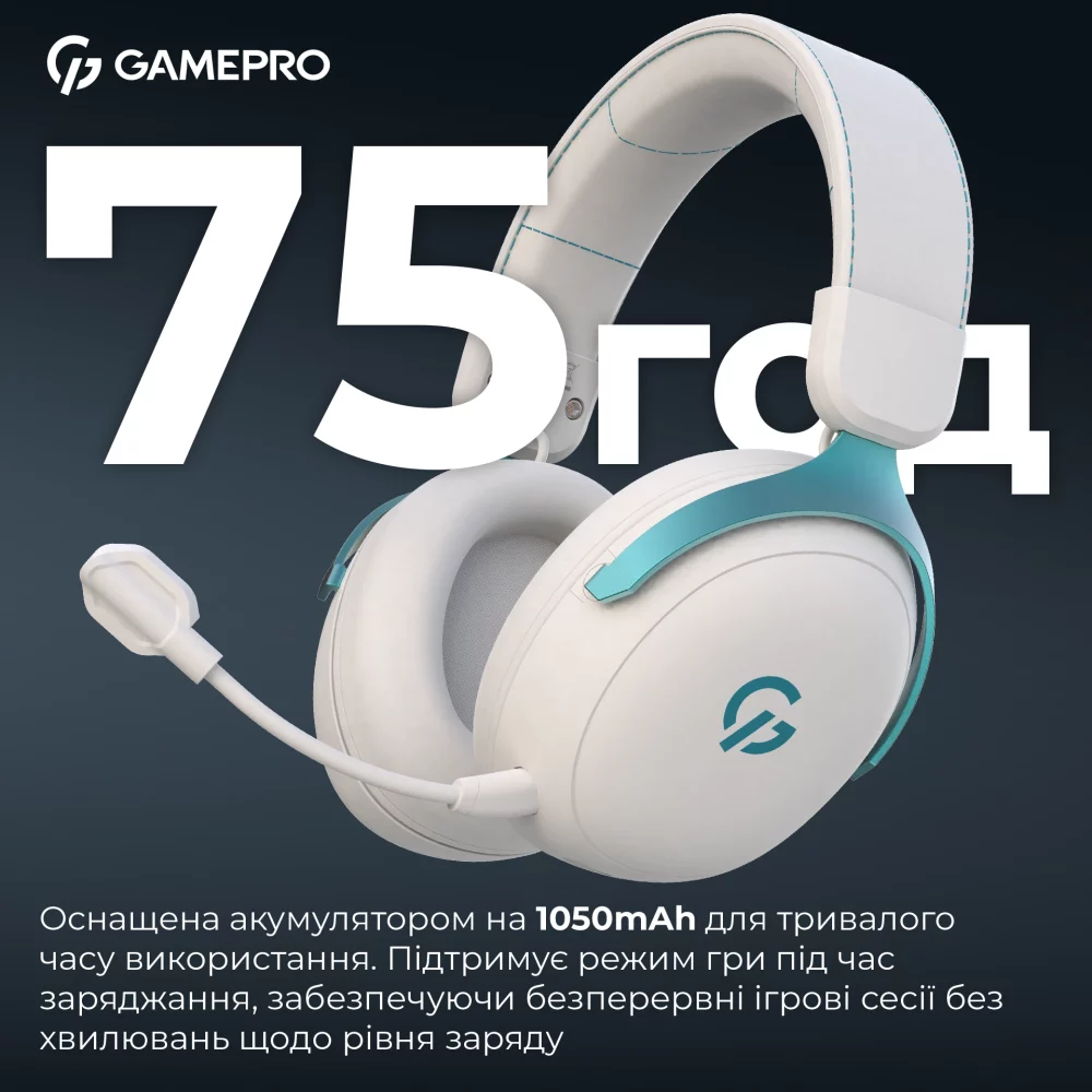 Гарнитура GAMEPRO Asgard Freya Pro White/Blue (HSW201WB) Крепление дуга (над головой)