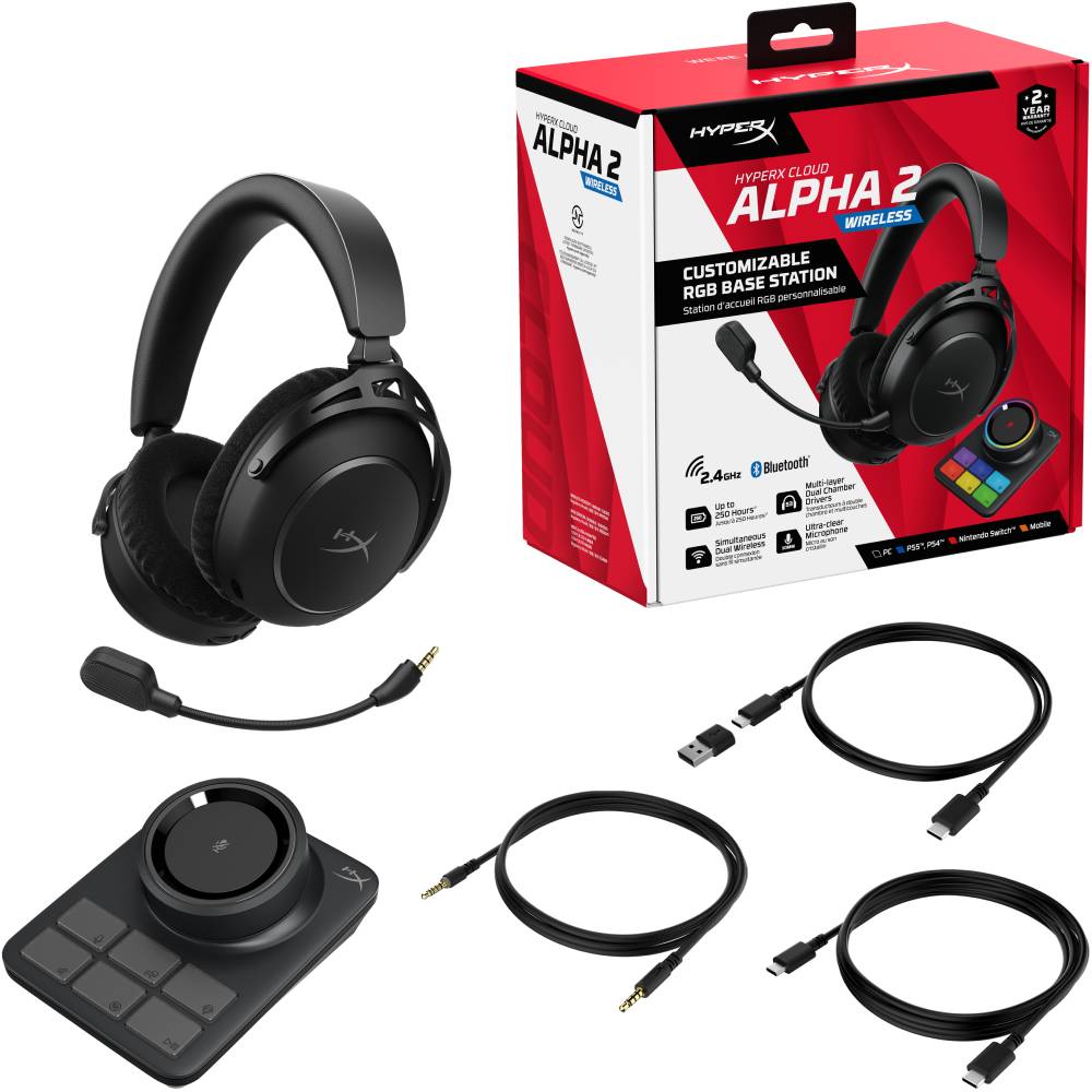Гарнітура HYPERX Cloud Alpha 2 Wireless Black (AJ5C7AA) Зображення Гарнітура HYPERX Cloud Alpha 2 Wireless Black (AJ5C7AA)
