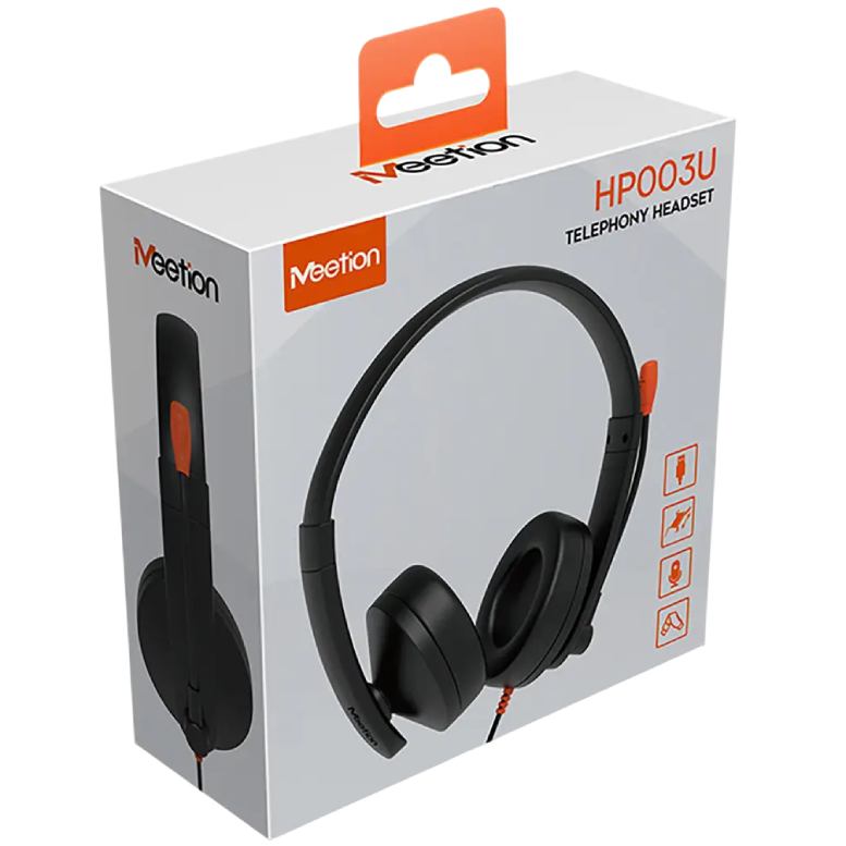 Гарнітура MEETION MT-HP003U-A Black/Orange Зовнішній вигляд Гарнітура MEETION MT-HP003U-A Black/Orange